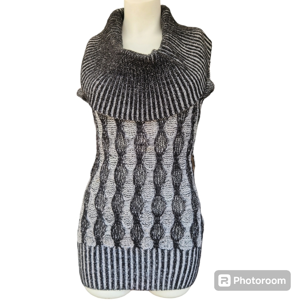 GUESS Cowl-Neck Sweater - Cozy Black & White Knit XSmall